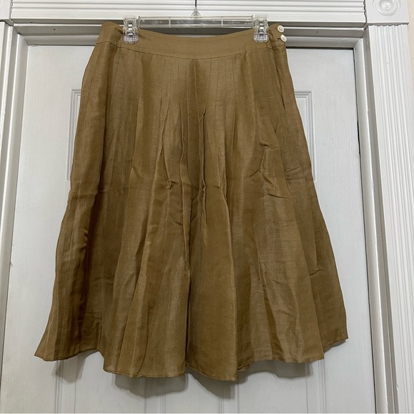 Banana Republic Skirt Womens 4 Golden Tan Linen Silk Blend Lined Career Classic - Picture 2 of 8